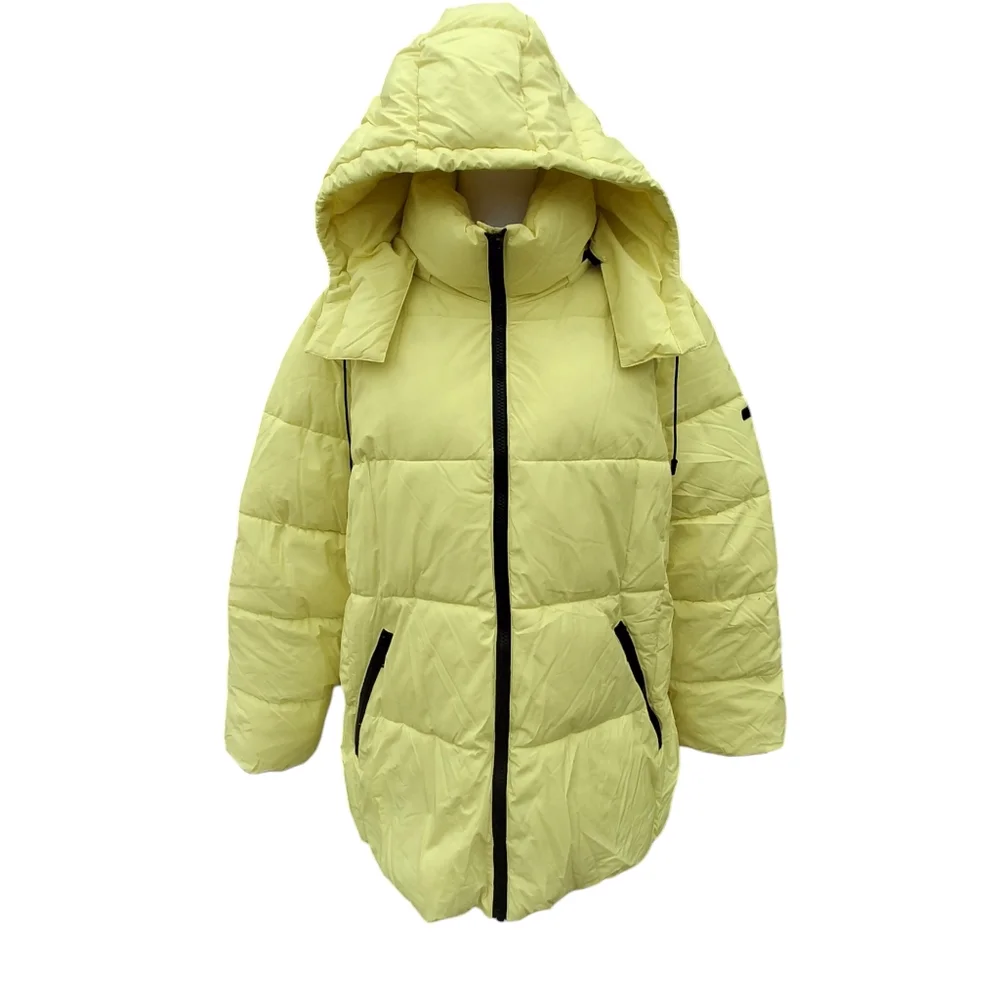BCBGeneration Paris Puffer Jacket Hooded Yellow Full-Zip    Women Plus Size XXL - Picture 4 of 16